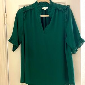 Size L Jade by Melody Tam silky green ruffle top